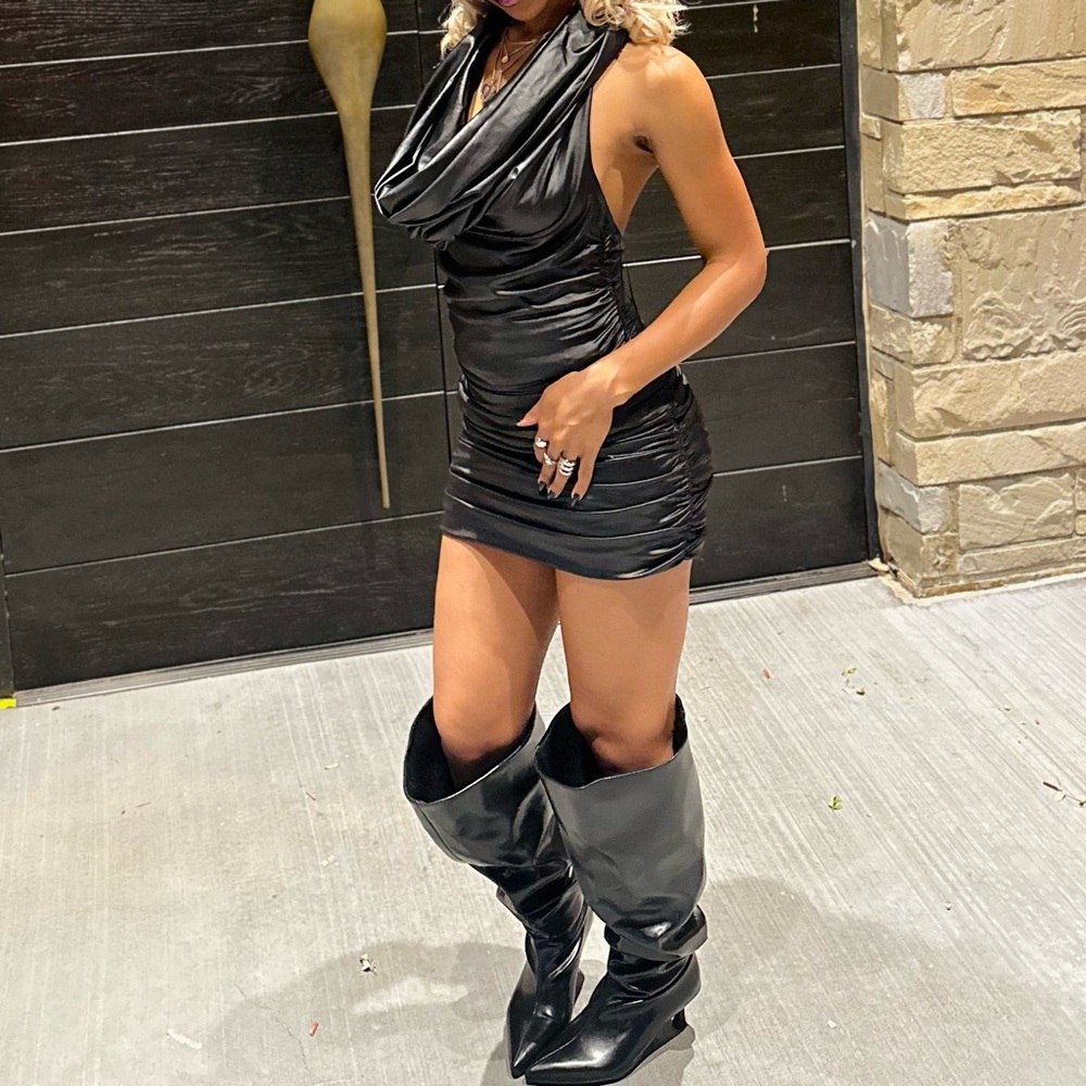 Hooded Mini Dress - Black | Small |